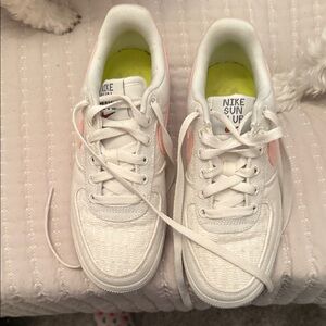 Nike Kids White and Light Pink Sneakers